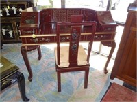 CHINESE LACQUER DESK WITH CHAIR