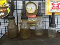 4 "THE MASTER" AUTO OIL BOTTLES, 1926