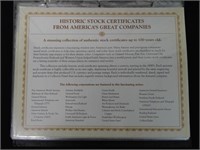 HISTORIC STOCK CERTIFICATES FROM AMERICA'S GREATES