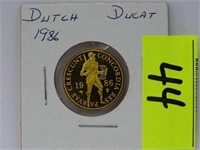 1986 DUTCH DUCAT GOLD COIN - BU