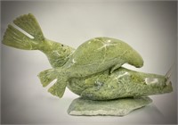 Danny Aula Soapstone Walrus and Pup