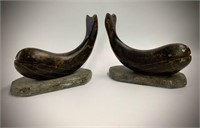 Soapstone Whale Bookends