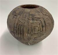 Native Pottery Bowl Signed E.B.