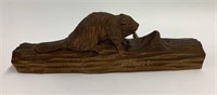 Wooden Carved Beaver-Signed