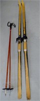 Vtg Decorative Wood Cross Country Skiis & Poles
