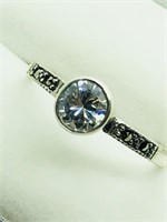 Sterling Silver CZ Marcasite Ring JC