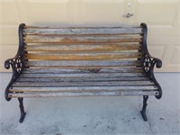 Outdoor Wood & Black Iron 50" Bench U8B