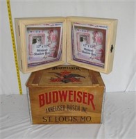 Wooden Budweiser Beer case & 2 shadow boxes U8B