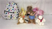 Assorted Stuffed Animals & Backpack T7C