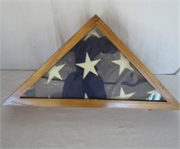 American Flag in Wooden Triangle Case Y9C