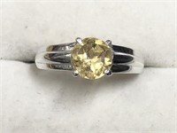 Sterling Silver Citrine  Ring (~Size 6.25) YJC