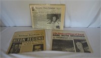 3 Old Newspapers Nixon Resigns, Elvis + YCG