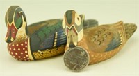 Pair of miniature carved Wood Ducks hen and