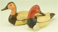 Pair of miniature carved Canvasbacks hen and