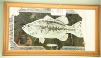 Large Mouth Bass motif framed wall mirror