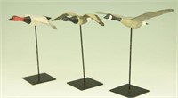Set of (3) Miniature flying decoys on metal