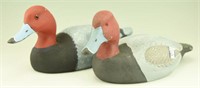 (2) Red Head drake decoy signed Paige Wessells