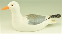 Carved Seagull decoy signed P.E.W. Wessells