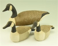 (3) Carved Canada Geese decoys: 1/3 size cedar