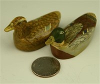Pair of miniature carved Mallard drakes unsigned