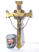 Ancien crucifix en laiton et corpus en fer *