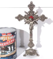 Croix vintage d'autel, en métal