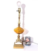 Lampe vintage avec globe ambré