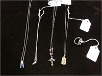 LOT OF 4 NECKLACES AND RING SOME .925
