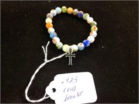 .925 BRACELET WITH CROSS AND BEADS