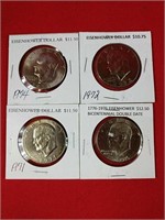Four Various Eisenhower Dollars