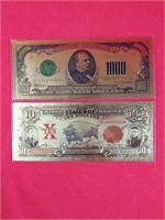 Two Gold Foil Replica Notes
