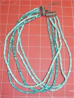 Multistrand Turquoise Necklace w/ Sterling Clasp