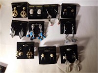 10 pair of costume jewelry earrings