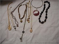 Lot of nine unique costume jewelry necklaces