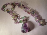 Natural fluorite gemstone necklace & Pendant