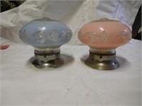 Two 1940s grape motif glass domed ceiling lights