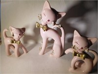 3 vintage 1960s Thames pink cats