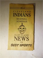 1954 Cleveland Indians oversized pocket schedule