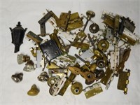 Lot of mid-century door handles, hinges, knobs