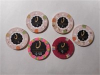 6 Casino table chips from the Cleveland Horseshoe
