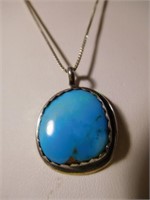 Sterling silver natural turquoise necklace