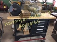 Grinding Wheel and Bit Sharpener on Rolling Cart