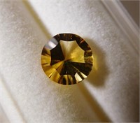 Artisan cut natural round brilliant citrine gem