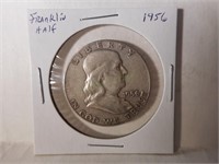 1956 Benjamin Franklin silver half dollar