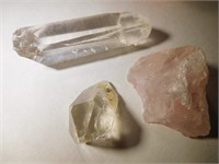 3 natural quartz crystals - holistic medicine