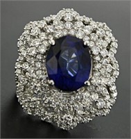 14kt Gold Amazing 9.96 ct Sapphire & Diamond Ring
