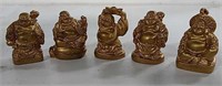 Lot Of 5 Gold Resin Buddha Figurines - 1" Tall