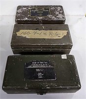 3 Vtg Signal Corps Metal Boxes 10" x 5" x 3"