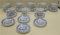 Asian Cups & Saucers - 8 Cups & 16 Small Saucers