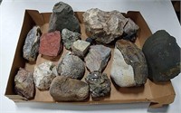 Box Lot Of Assorted Stones / Minerals - 5" Largest